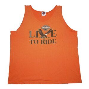 Harley Davidson Men’s Tank Top Size XL Orange Vintage Big Sky Montana 2006